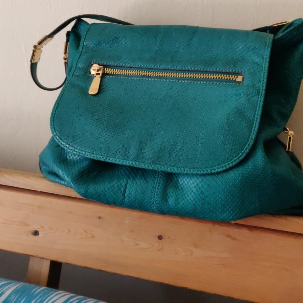 Vince Camuto Green Jewel Tone Bucket Bag